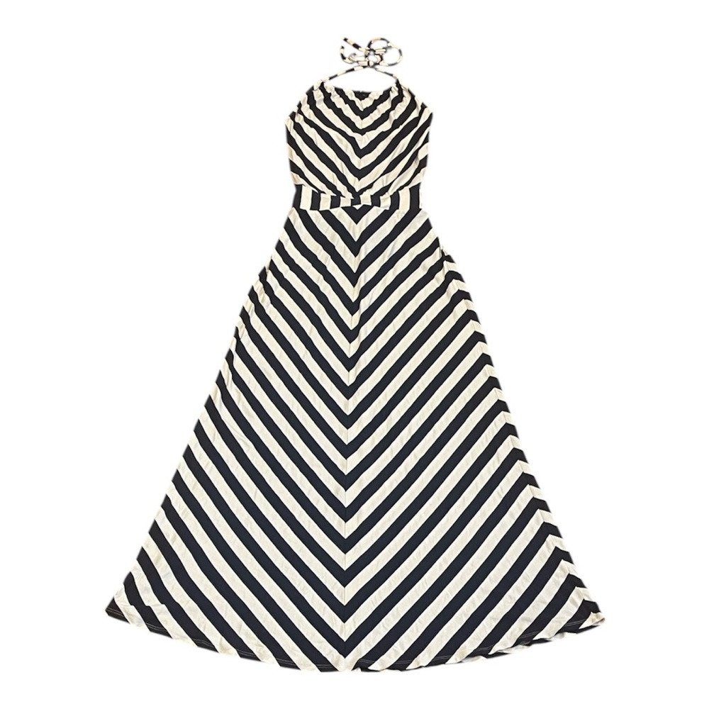 Michael Stars Black and Cream Striped Halter Maxi
